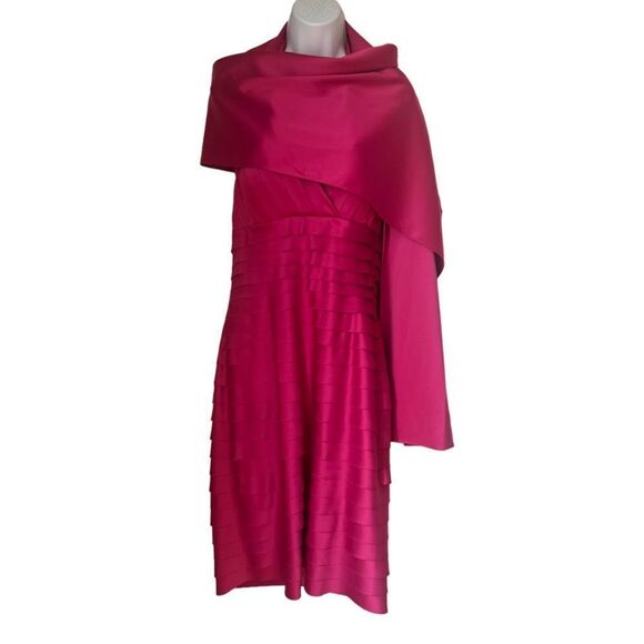 JS Collection Women's Pink Halter Matching Shawl Cocktail Short Tiered Dress 10 - Picture 10 of 14